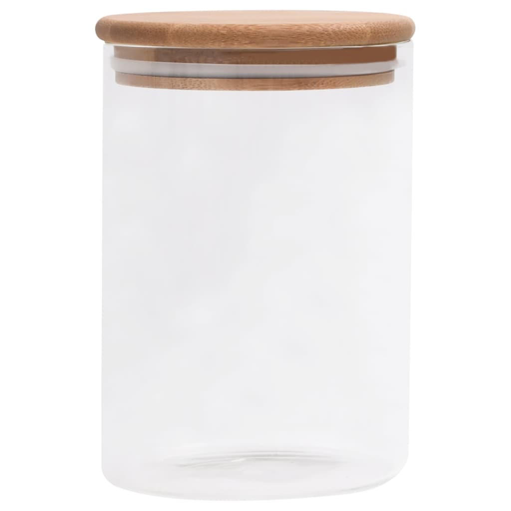 Pots de stockage vidaxl avec couvercles en bambou 4 st 800 ml de verre