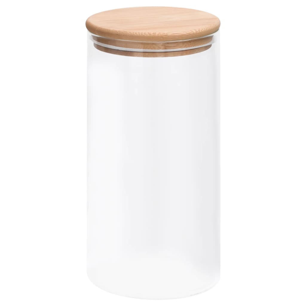 Pots de stockage Vidaxl avec couvercles en bambou 4 st 1200 ml de verre