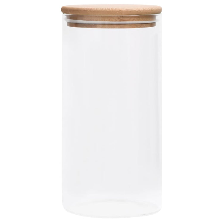 Pots de stockage Vidaxl avec couvercles en bambou 4 st 1200 ml de verre