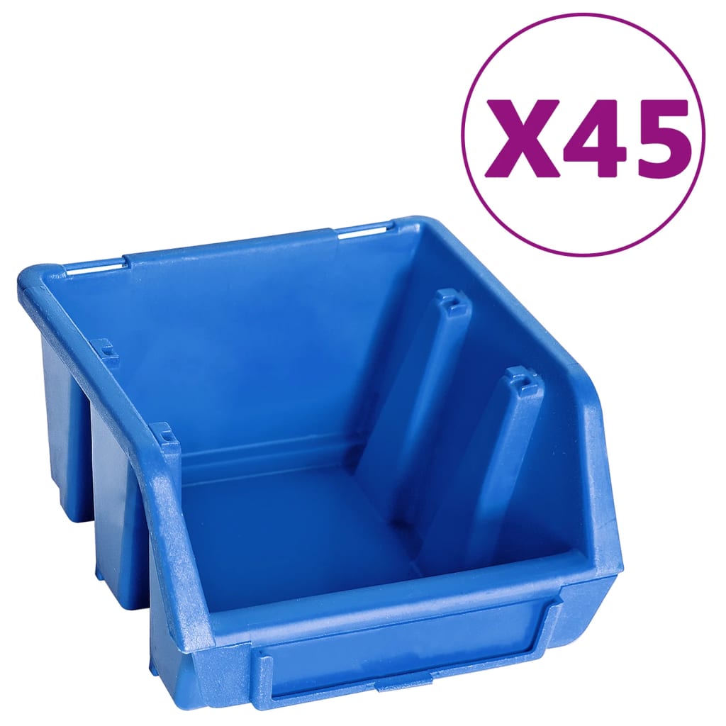 Ensemble de rangement Vidaxl 48 pièces avec panneaux muraux bleu et noir