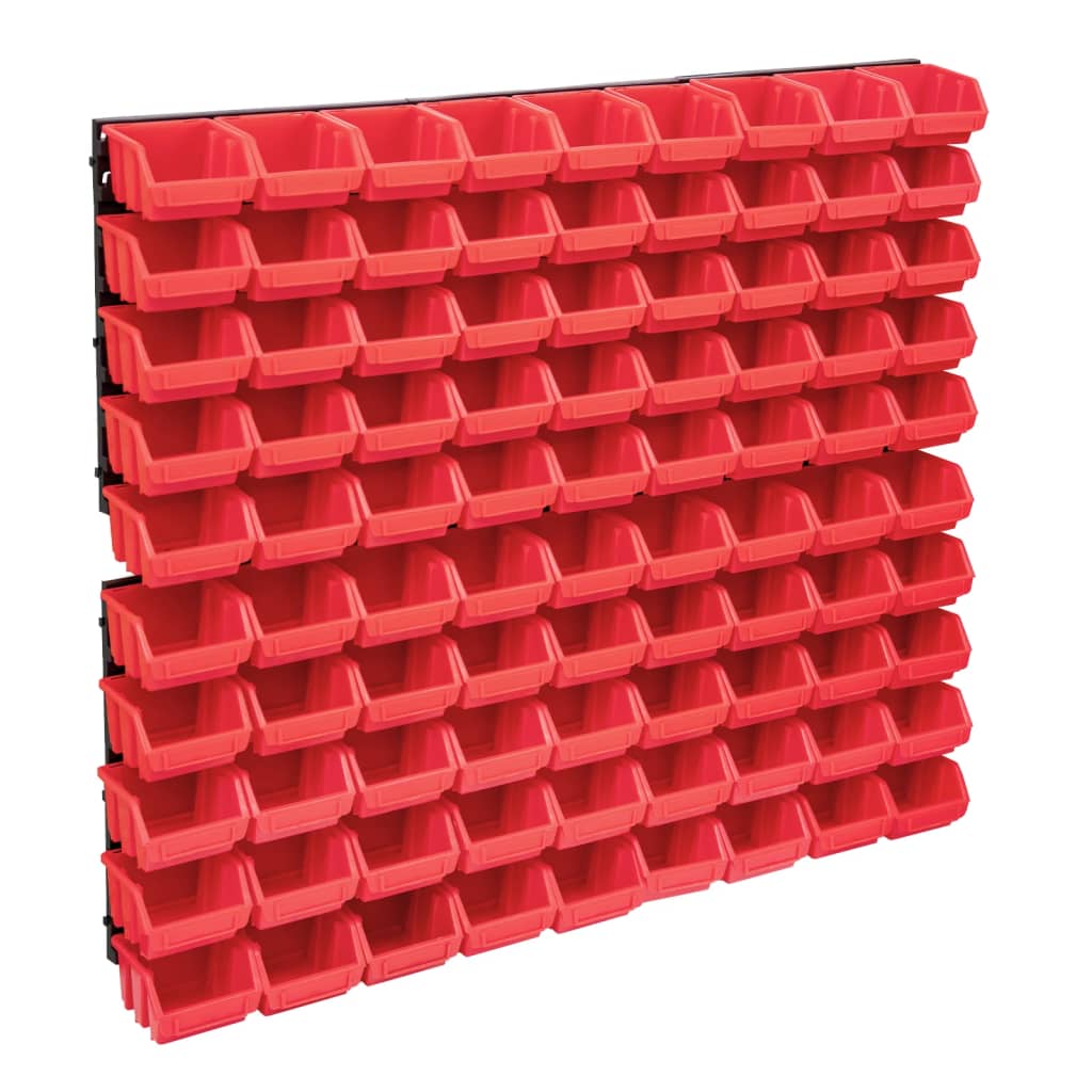 Ensemble de rangement Vidaxl 96 parties avec panneaux muraux rouges et noirs