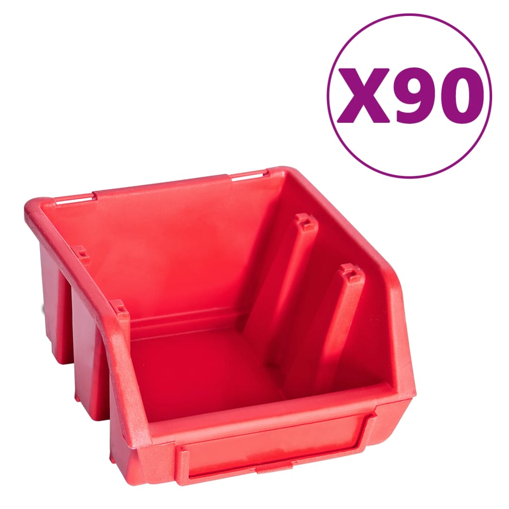 Ensemble de rangement Vidaxl 96 parties avec panneaux muraux rouges et noirs