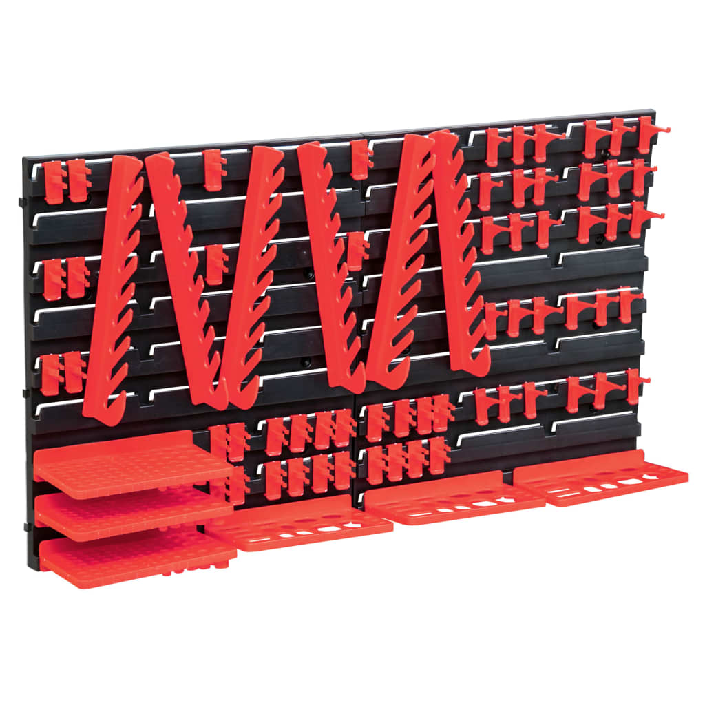 Ensemble de rangement Vidaxl 71 parties avec panneaux muraux rouges et noirs