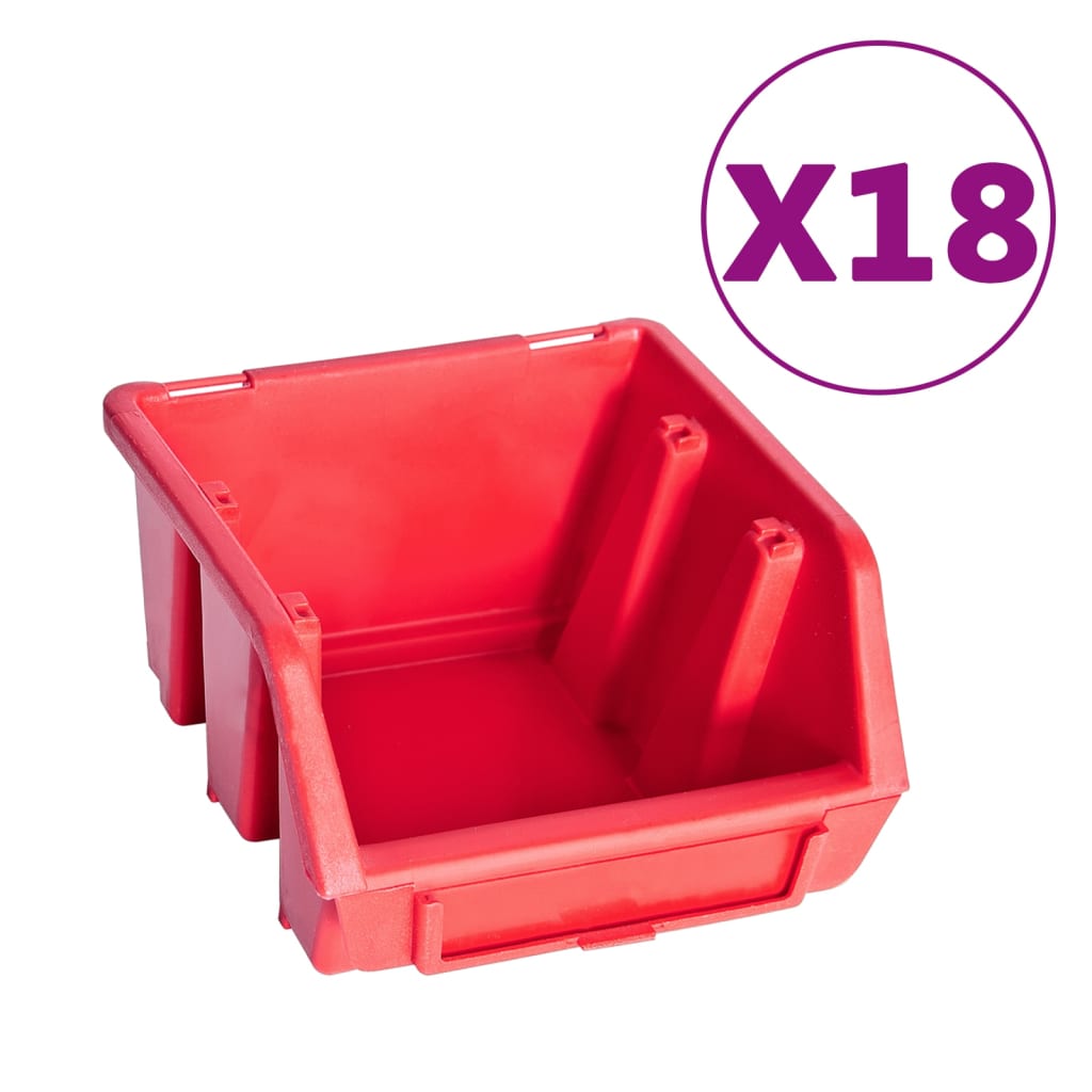 Ensemble de rangement Vidaxl 80 pièces avec panneaux muraux rouges et noirs