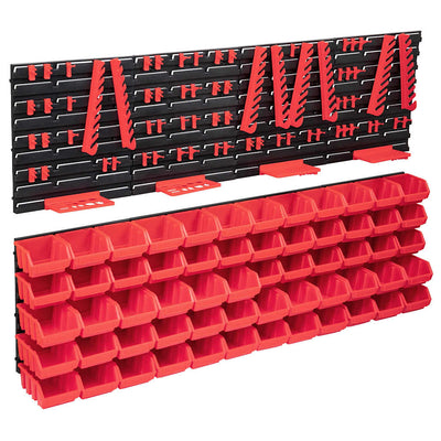 Vidaxx Ensemble de bacs de rangement 136 pièces avec panneaux muraux rouge et noir