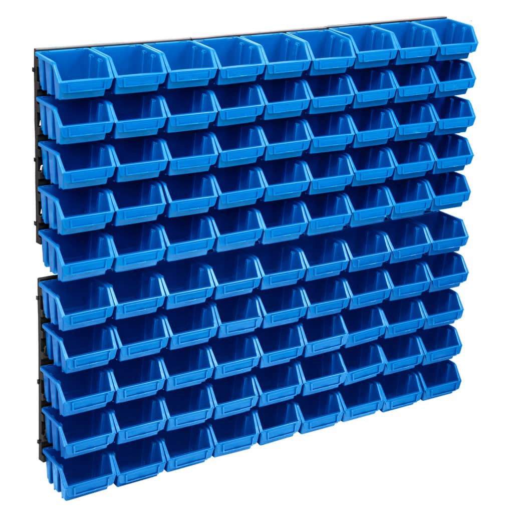 Ensemble de rangement Vidaxl 96 pièces avec panneaux muraux bleu et noir
