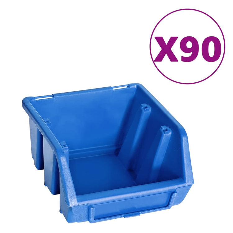 Ensemble de rangement Vidaxl 96 pièces avec panneaux muraux bleu et noir