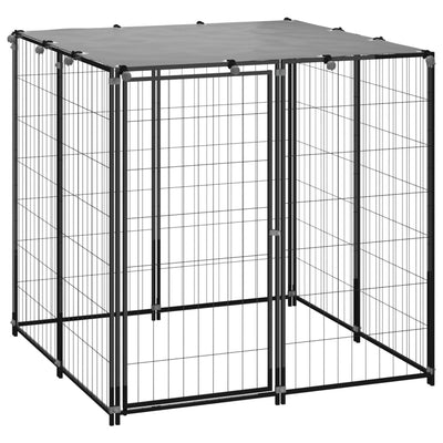 Vidaxl Dog Kennel 110x110x110 cm en acier noir