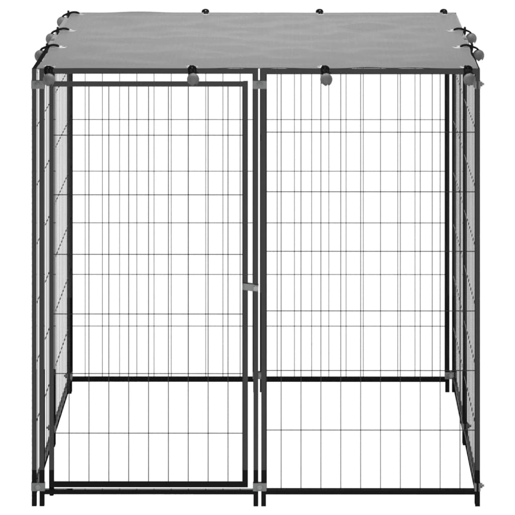 Vidaxl Dog Kennel 110x110x110 cm en acier noir