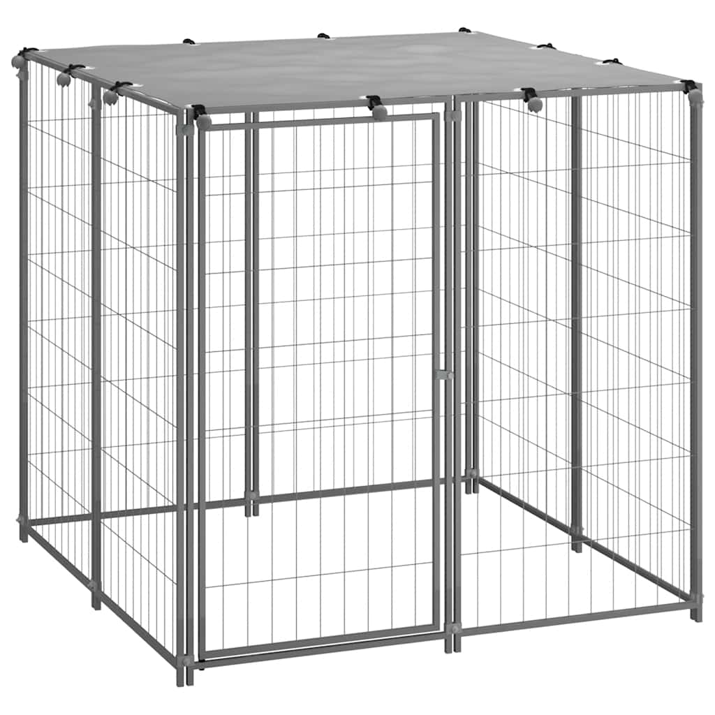 Vidaxl Dog Kennel 110x110x110 cm en acier en argent coloré