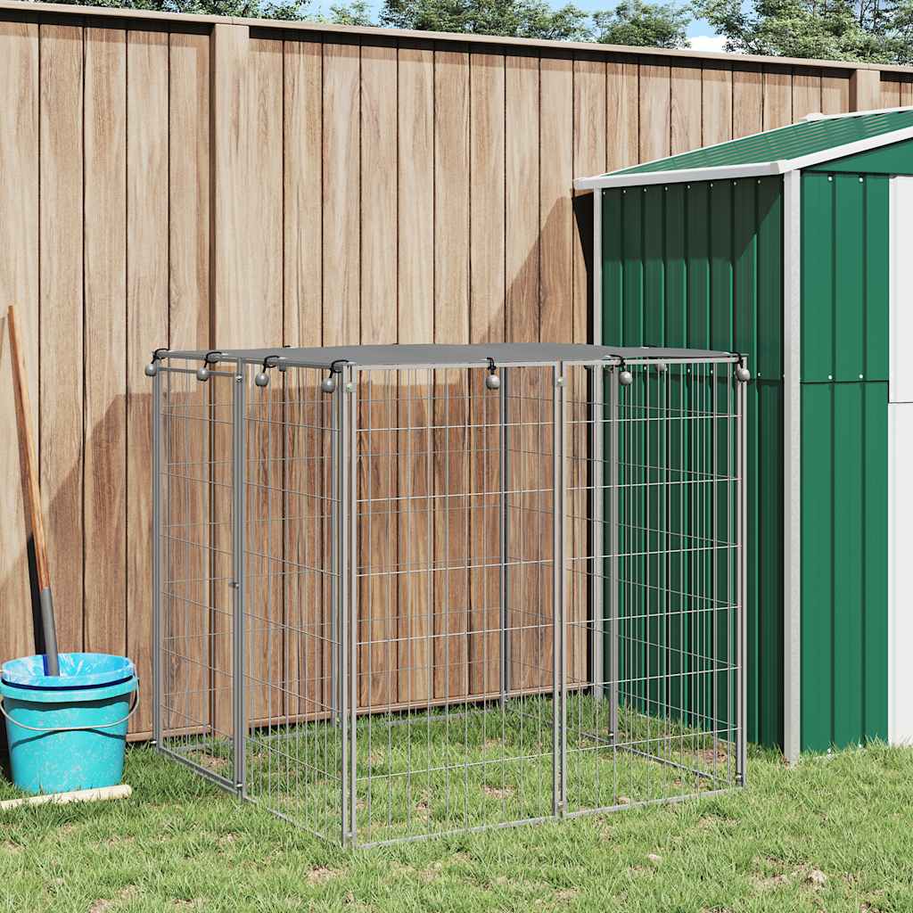 Vidaxl Dog Kennel 110x110x110 cm en acier en argent coloré