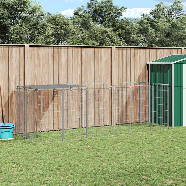 Vidaxl Dog Kennel 330x110x110 cm en acier argent coloré
