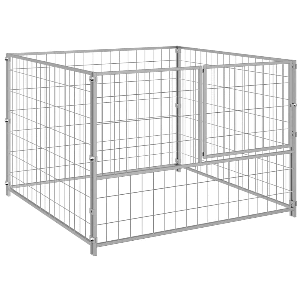 Vidaxl Dog Kennel 100x100x70 cm en acier en argent coloré