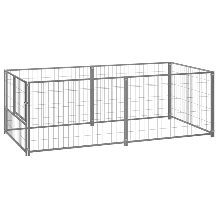 Vidaxl Dog Kennel 200x100x70 cm en acier en argent coloré