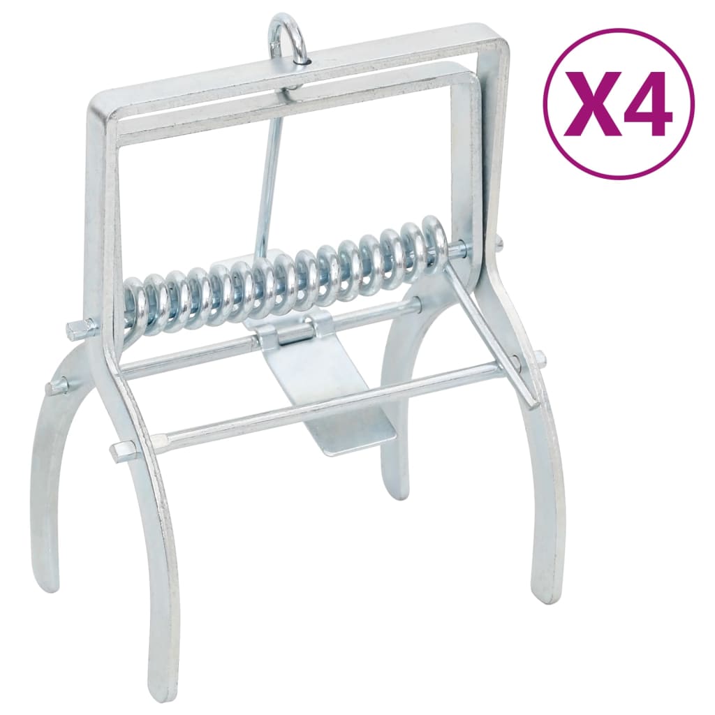 Vidaxl pièges à taupes 4 pcs acier galvanisé couleur argent