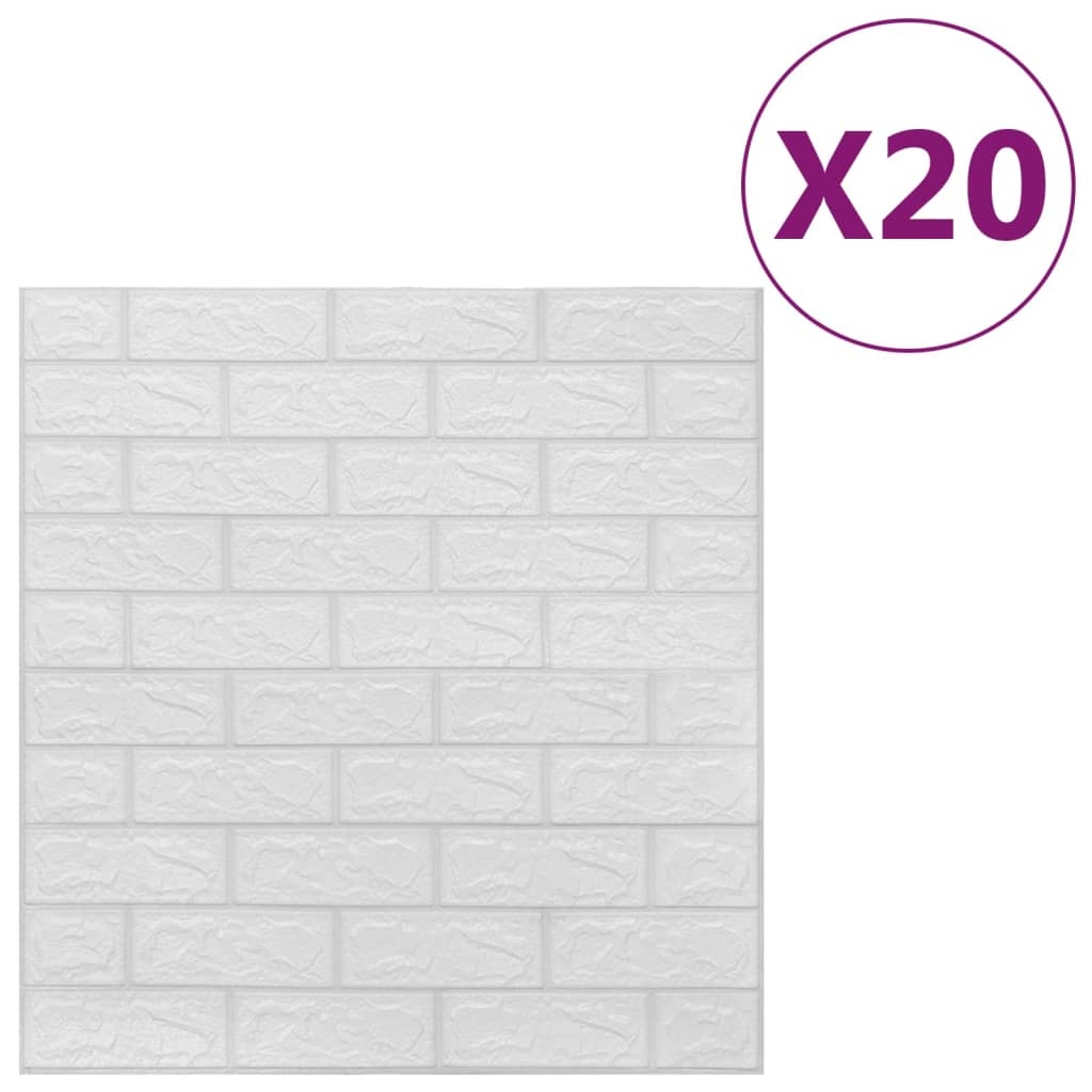 Vidaxl 3D fond d'écran auto-adhésif 20 St Brick White