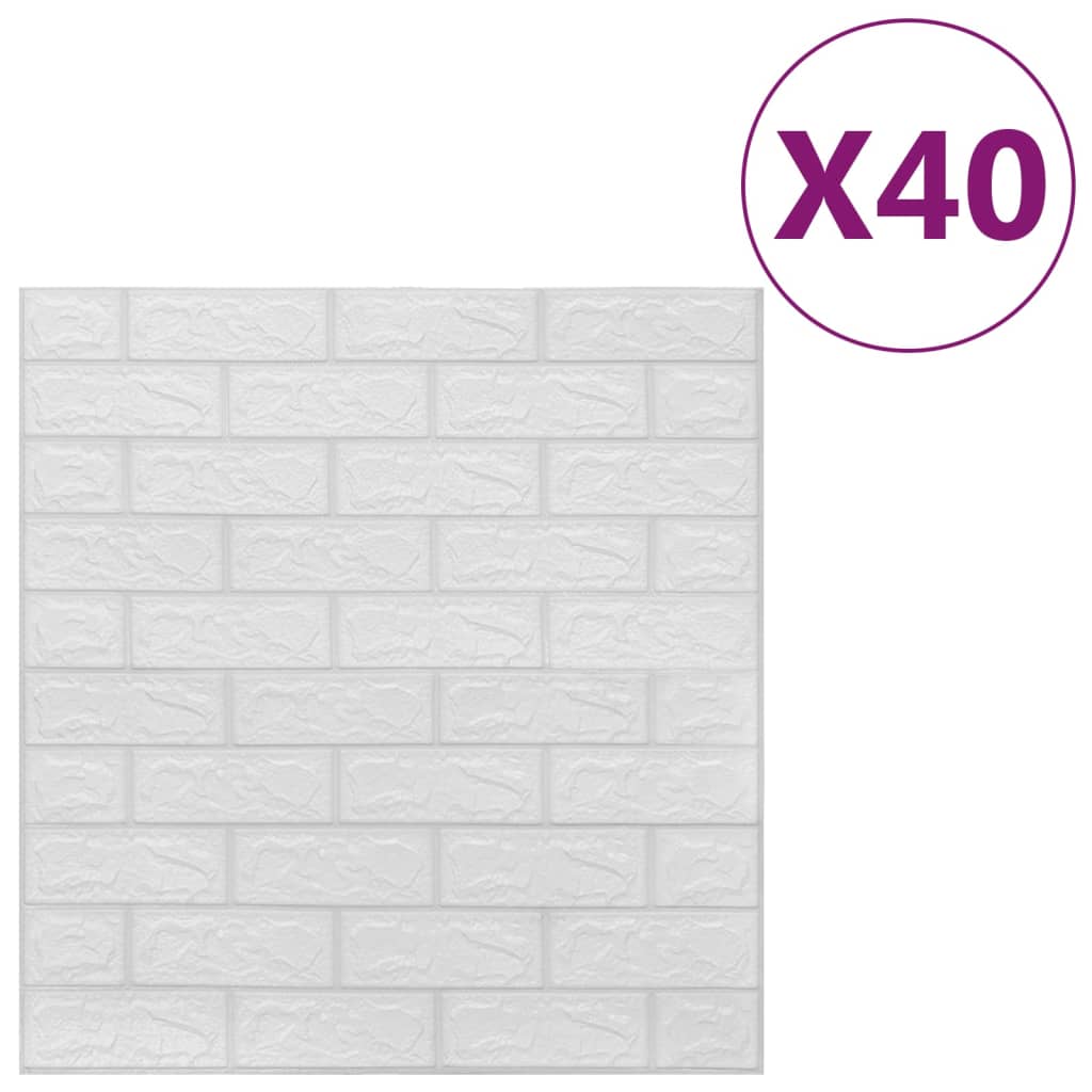 Vidaxl 3D fond d'écran auto-adhésif 40 st Brick White
