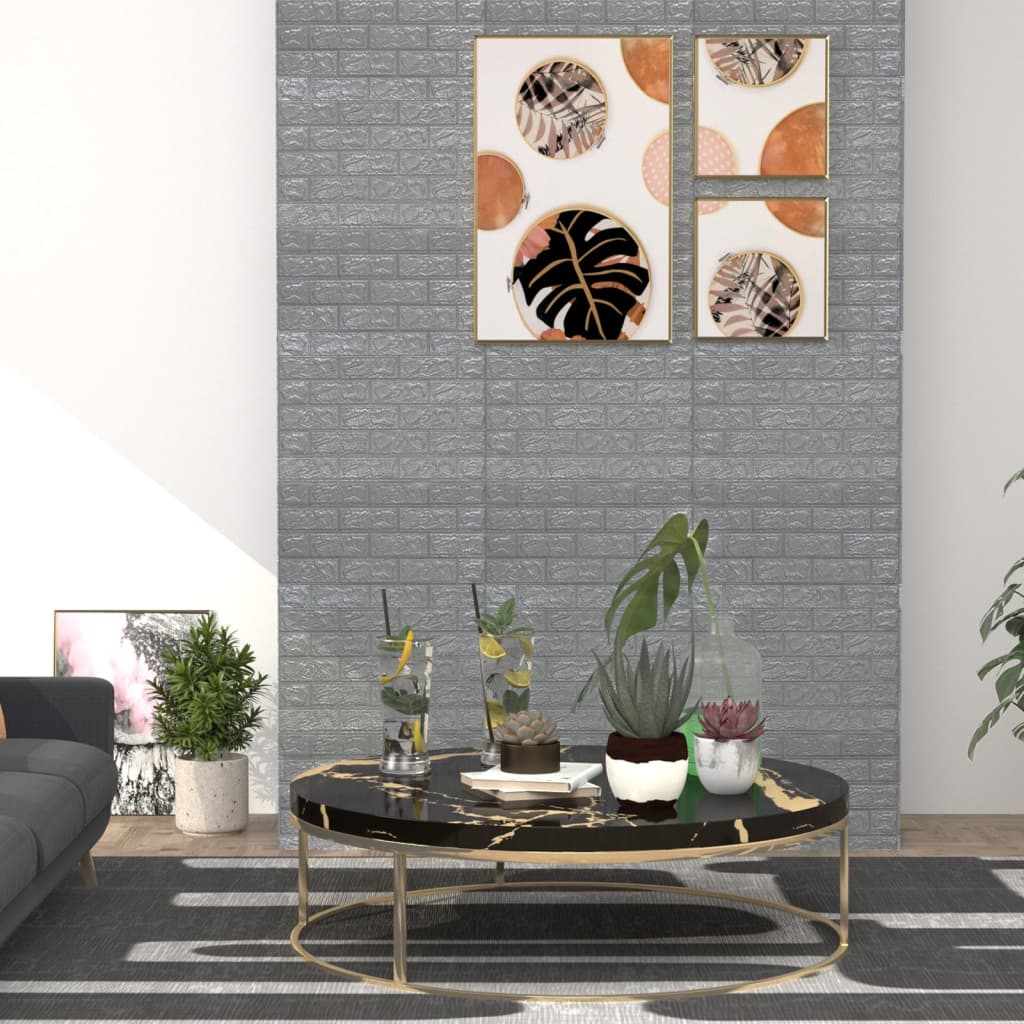 Vidaxl 3d fond d'écran auto-adhésif 10 stracite brique de couleur anthracite