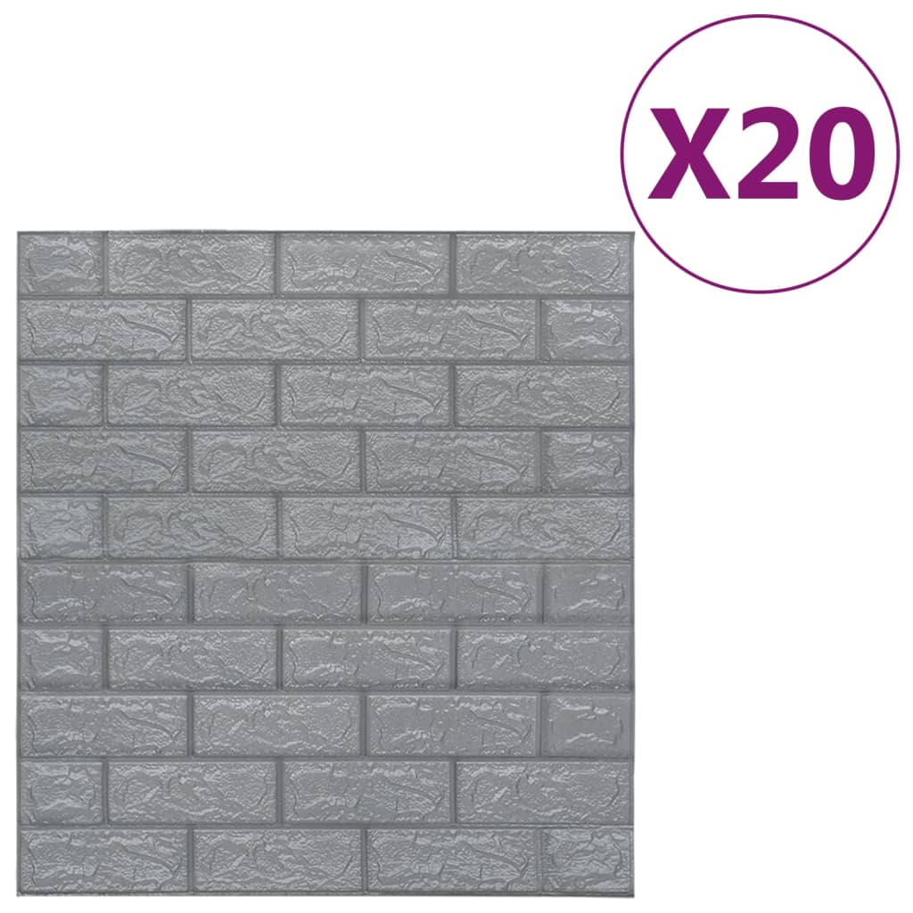 Vidaxl 3D fond d'écran auto-adhésif 20 St anthracite de brique