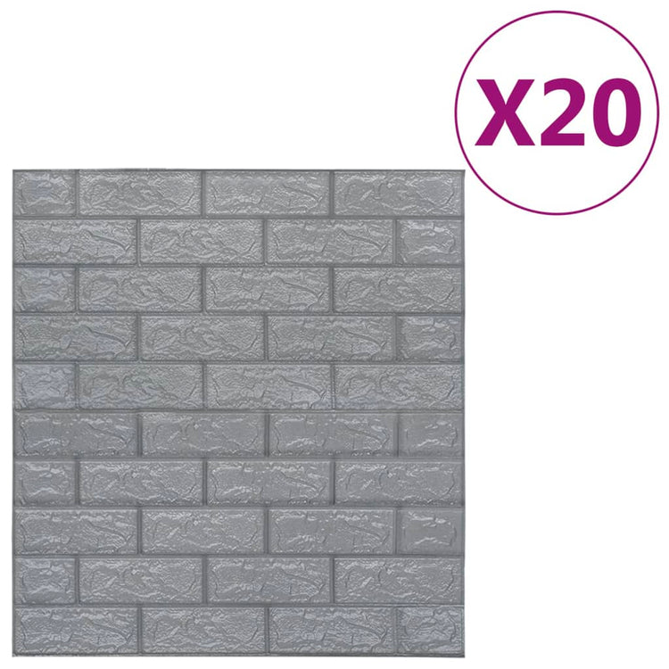 Vidaxl 3D fond d'écran auto-adhésif 20 St anthracite de brique