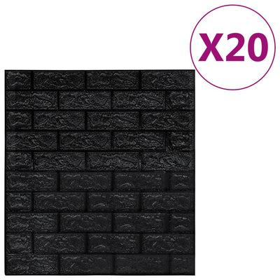 Vidaxl 3D fond d'écran auto-adhésif 20 St Brick Black