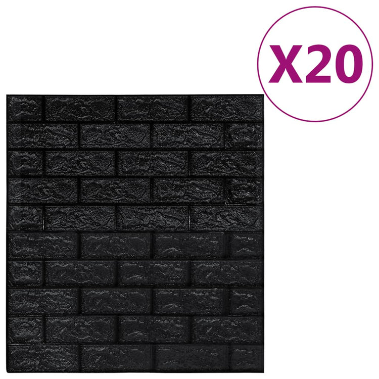 Vidaxl 3D fond d'écran auto-adhésif 20 St Brick Black
