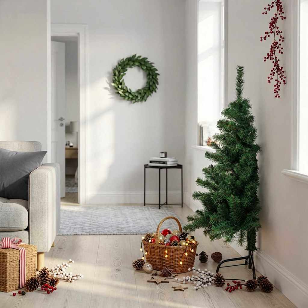 Vidaxl kunstkerstboom avec un demi-dernier standard en PVC vert