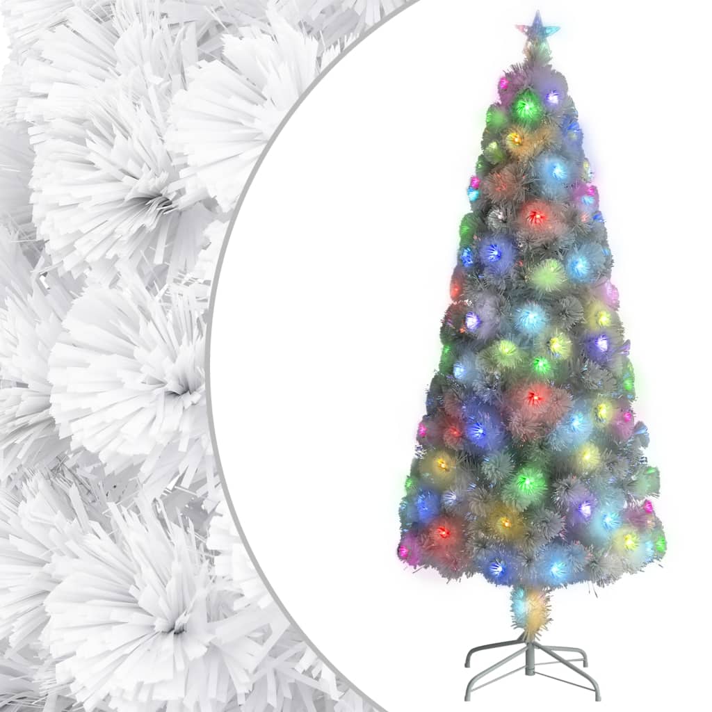 Vidaxl kunstkerstboom avec éclairage 180 cm fibre optique blanc