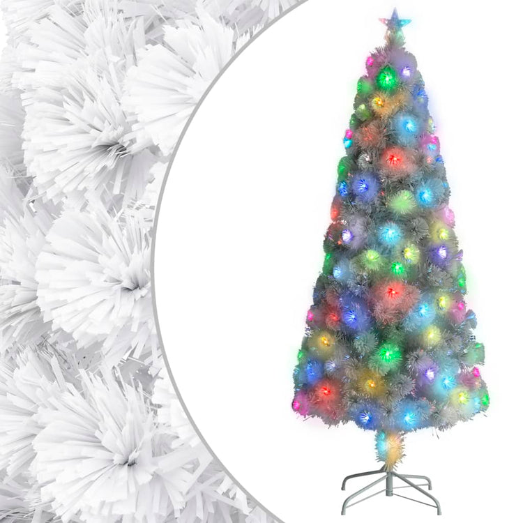 Vidaxl kunstkerstboom avec éclairage 180 cm fibre optique blanc