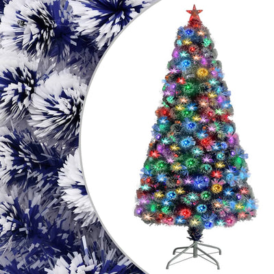Vidaxl kunstkerstboom avec éclairage 120 cm fibre optique blanc et bleu