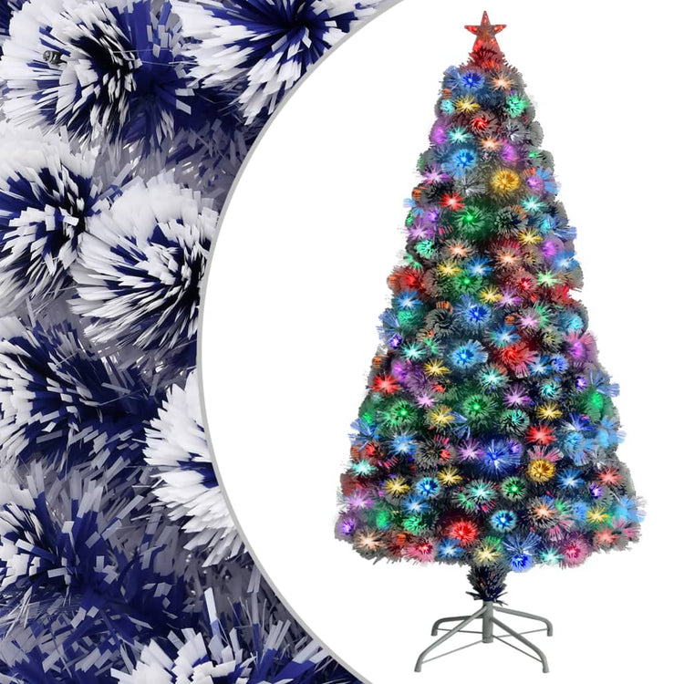 Vidaxl kunstkerstboom avec éclairage 120 cm fibre optique blanc et bleu