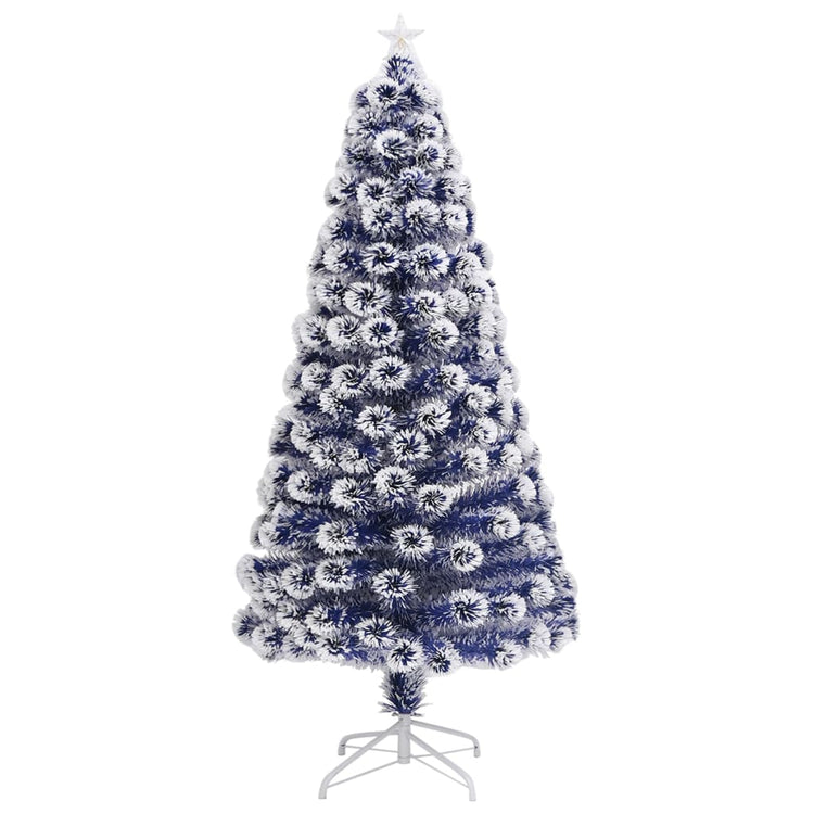 Vidaxl kunstkerstboom avec éclairage 120 cm fibre optique blanc et bleu