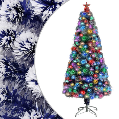 Vidaxl kunstkerstboom avec éclairage 150 cm fibre optique blanc et bleu