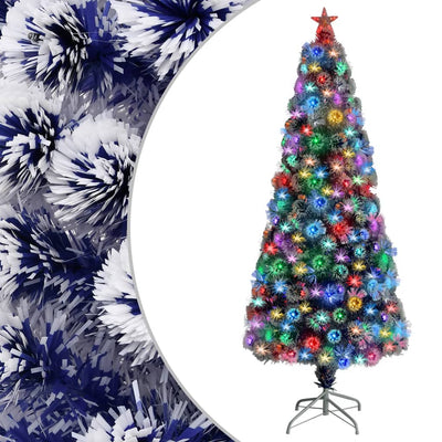 Vidaxl kunstkerstboom avec éclairage 180 cm fibre optique blanc et bleu