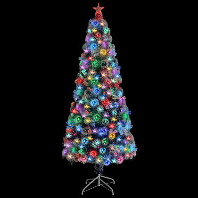 Vidaxl kunstkerstboom avec éclairage 180 cm fibre optique blanc et bleu