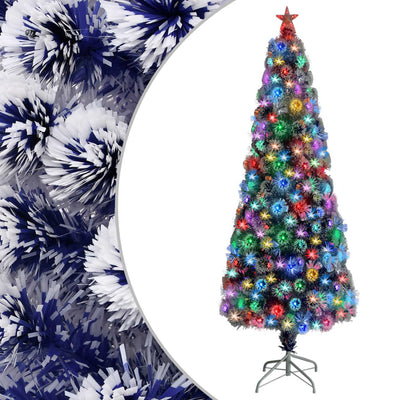 Vidaxl kunstkerstboom avec éclairage 210 cm fibre optique blanc et bleu