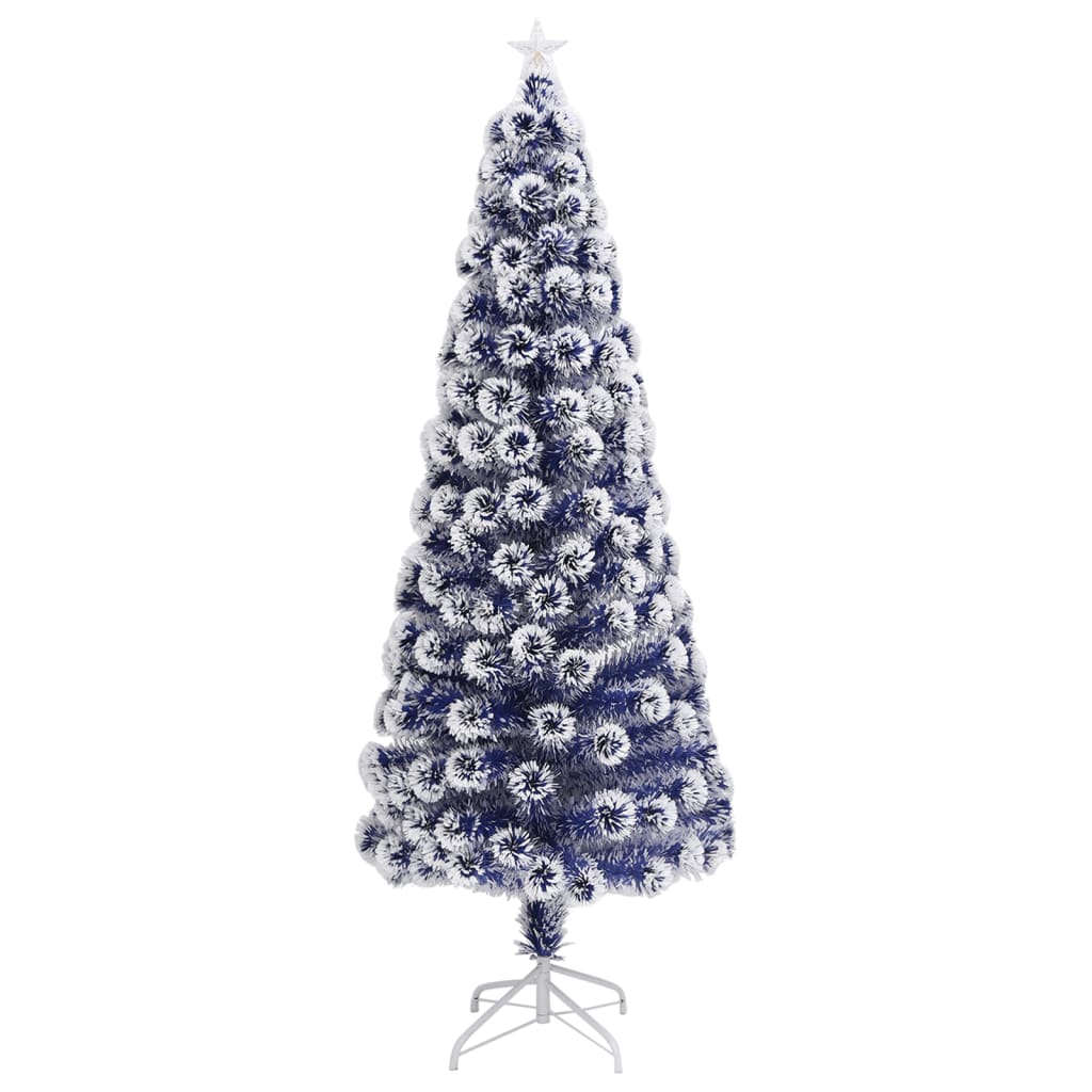 Vidaxl kunstkerstboom avec éclairage 210 cm fibre optique blanc et bleu