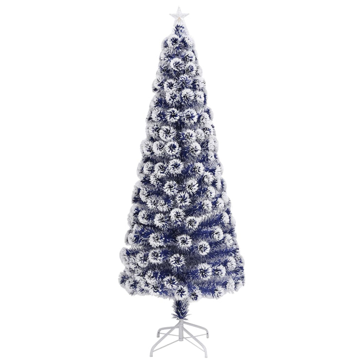 Vidaxl kunstkerstboom avec éclairage 210 cm fibre optique blanc et bleu