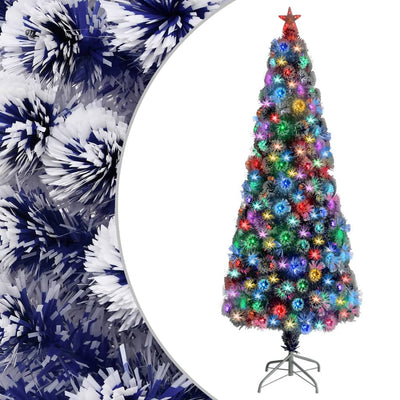 Vidaxl kunstkerstboom avec éclairage 240 cm fibre optique blanc et bleu