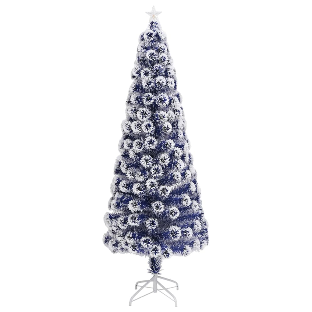 Vidaxl kunstkerstboom avec éclairage 240 cm fibre optique blanc et bleu