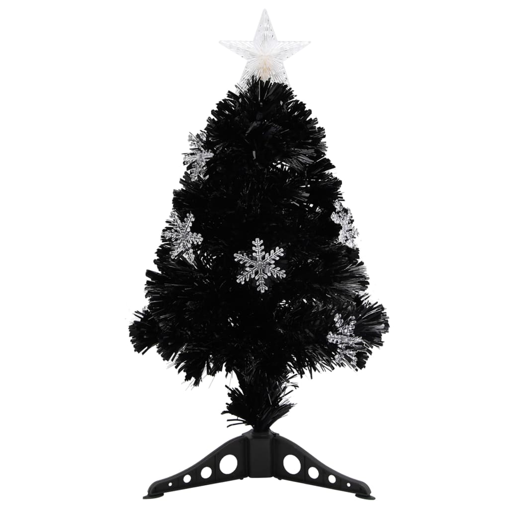 Vidaxl Tréser de Noël avec flocons de neige à LED 64 cm Fiber optique noir