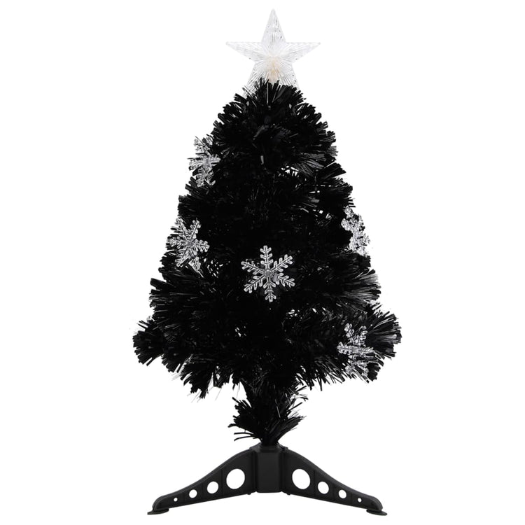 Vidaxl Tréser de Noël avec flocons de neige à LED 64 cm Fiber optique noir