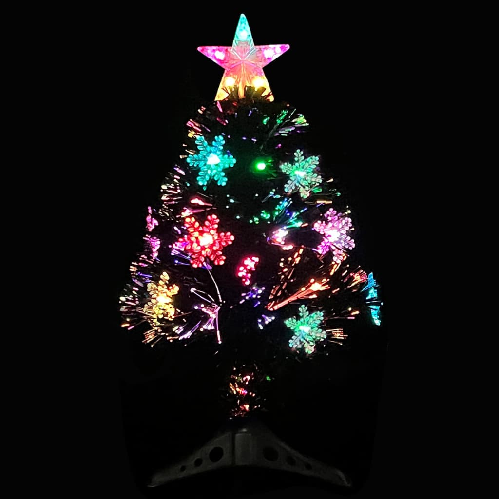 Vidaxl Tréser de Noël avec flocons de neige à LED 64 cm Fiber optique noir