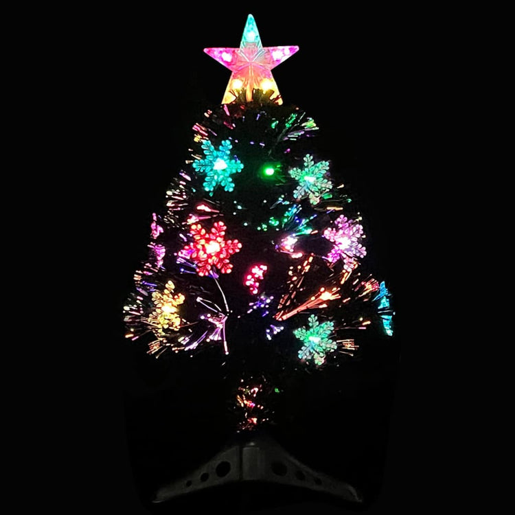 Vidaxl Tréser de Noël avec flocons de neige à LED 64 cm Fiber optique noir