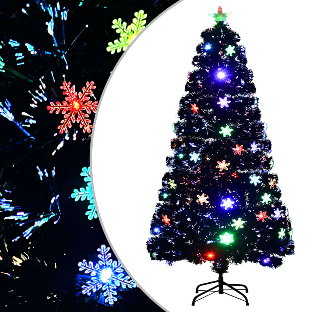 Vidaxl Christmas Taper avec des flocons de neige à LED 120 cm Fiber optique noir