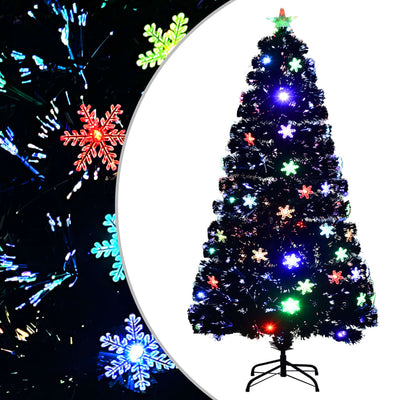 Vidaxl Christmas Taper avec des flocons de neige à LED 120 cm Fiber optique noir