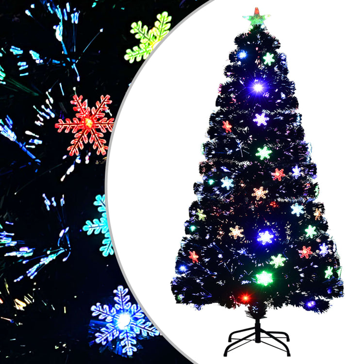 Vidaxl Christmas Taper avec des flocons de neige à LED 120 cm Fiber optique noir