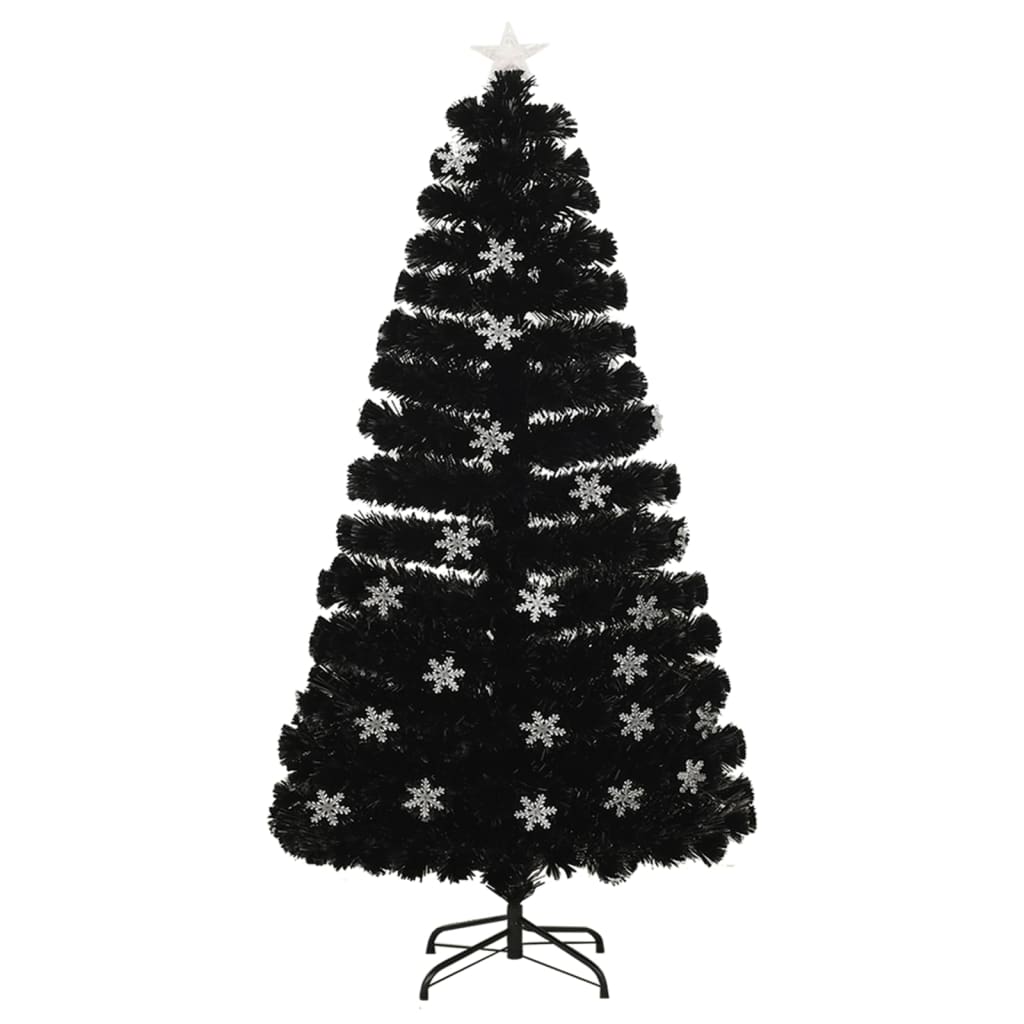 Vidaxl Christmas Taper avec des flocons de neige à LED 120 cm Fiber optique noir