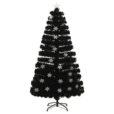 Vidaxl Christmas Taper avec des flocons de neige à LED 120 cm Fiber optique noir