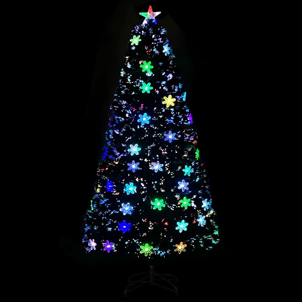 Vidaxl Christmas Taper avec des flocons de neige à LED 120 cm Fiber optique noir
